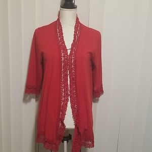 BLAIR Lace Trim blazer red